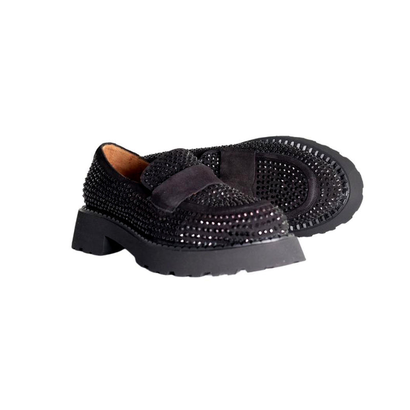 ALBANO MOCASSINO 2505/1 CAMOSCIO NERO STRASS