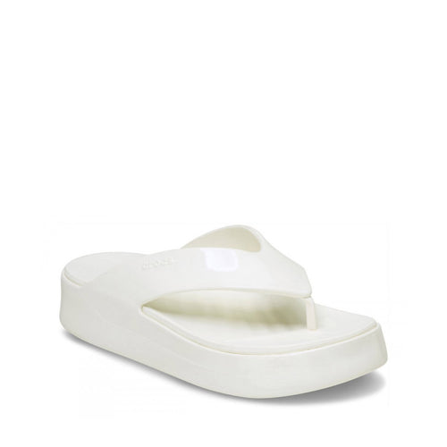 CROCS CIABATTA GETAWAY PLATFORM PATENT FLIP W 211478-0WV CHALK BIANCO