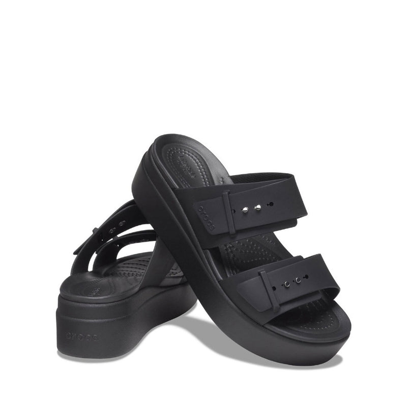 CROCS CIABATTA BROOKLYN BUCKLE SANDAL LOW WEDGE W 207431 NERO