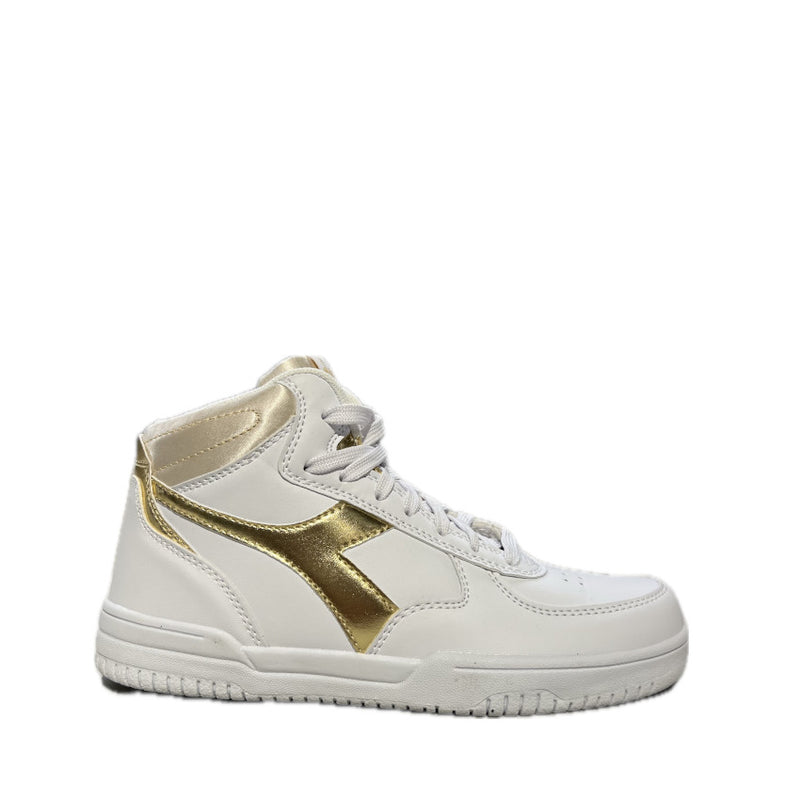 DIADORA SNEAKERS RAPTOR MID METALLIC SATIN WN BIANCO-ORO