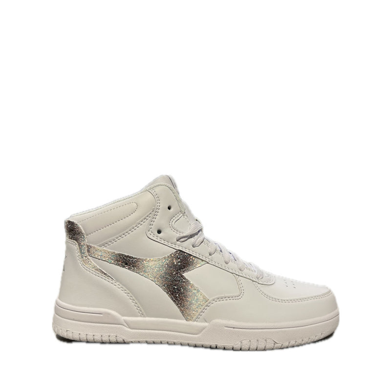 DIADORA SNEAKERS RAPTOR MID GLITTER WN BIANCO-ARGENTO