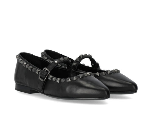 ASH BALLERINA CON FIBBIA BEATNIK01 PELLE NERO E BORCHIE