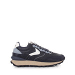 VOILE BLANCHE SNEAKERS QWARK HIPE MAN BRUSHED GOATSKIN/WAX FABRIC BLU-NAVY