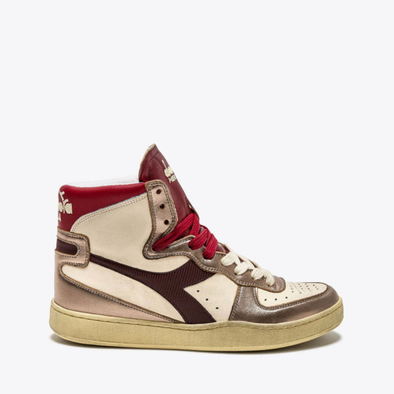 DIADORA HERITAGE SNEAKERS MI BASKET METAL MIX USED 201.179037 BEIGE