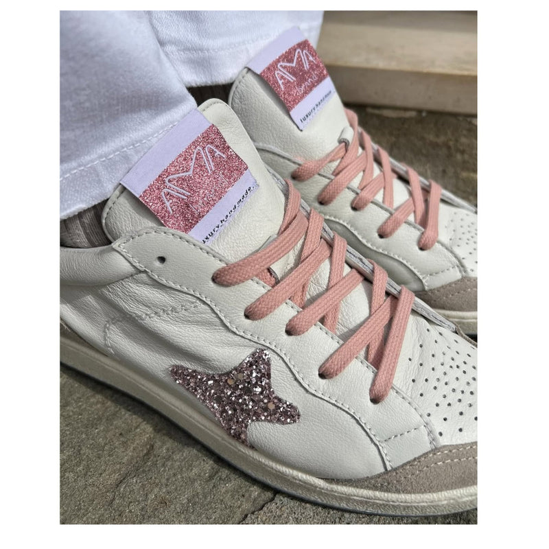 AMA BRAND SNEAKERS SUN 4107 BIANCO-BEIGE-ROSA
