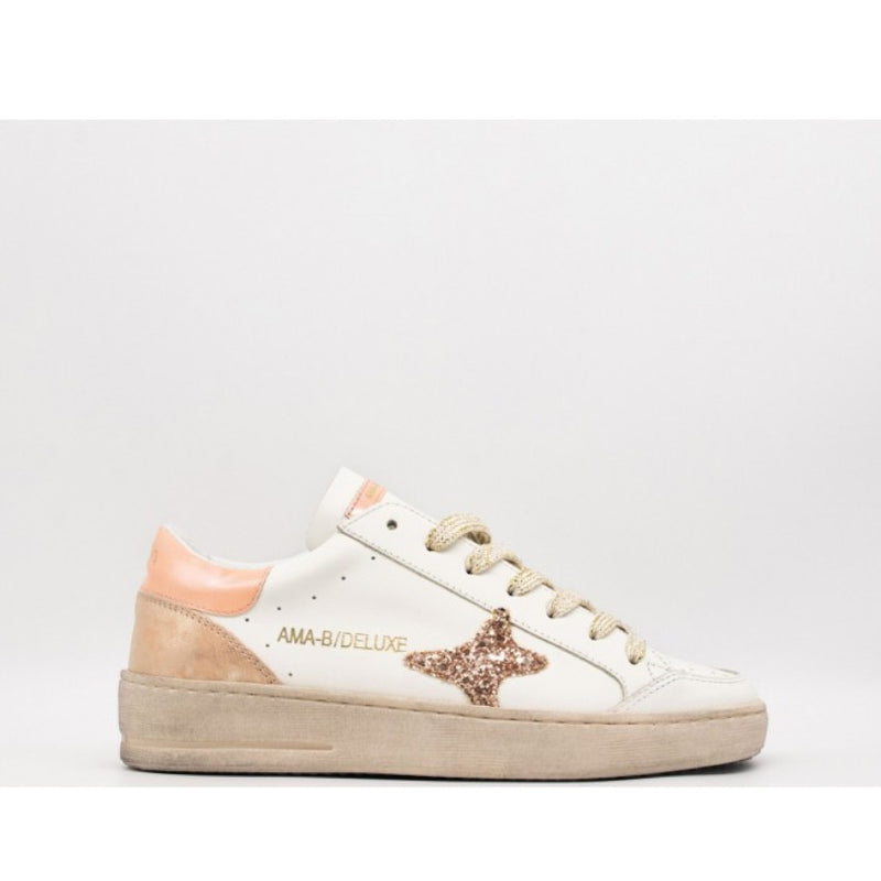 AMA BRAND SNEAKERS SLAM 4040 BIANCO-PESCA-GLITTER