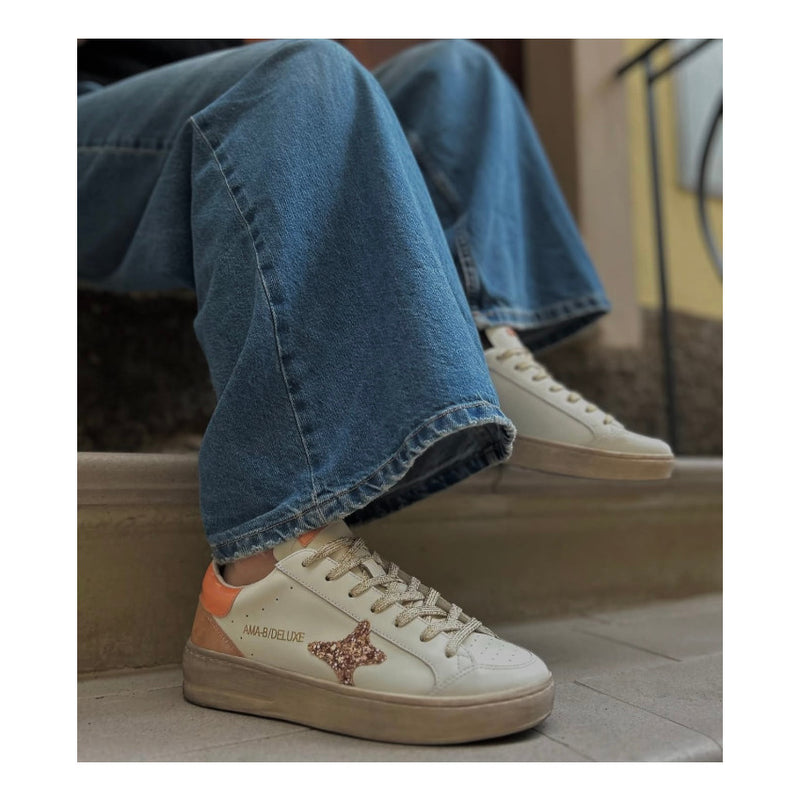 AMA BRAND SNEAKERS SLAM 4040 BIANCO-PESCA-GLITTER