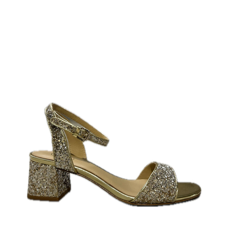 ASH SANDALO CON TACCO REMIX GLITTER CHAMPAGNE ORO