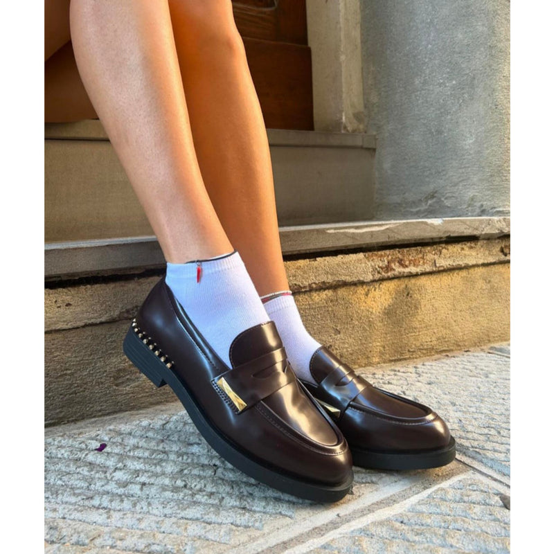 ASH MOCASSINO WHISPER STUDS 05 PELLE BORDEAUX E BORCHIE