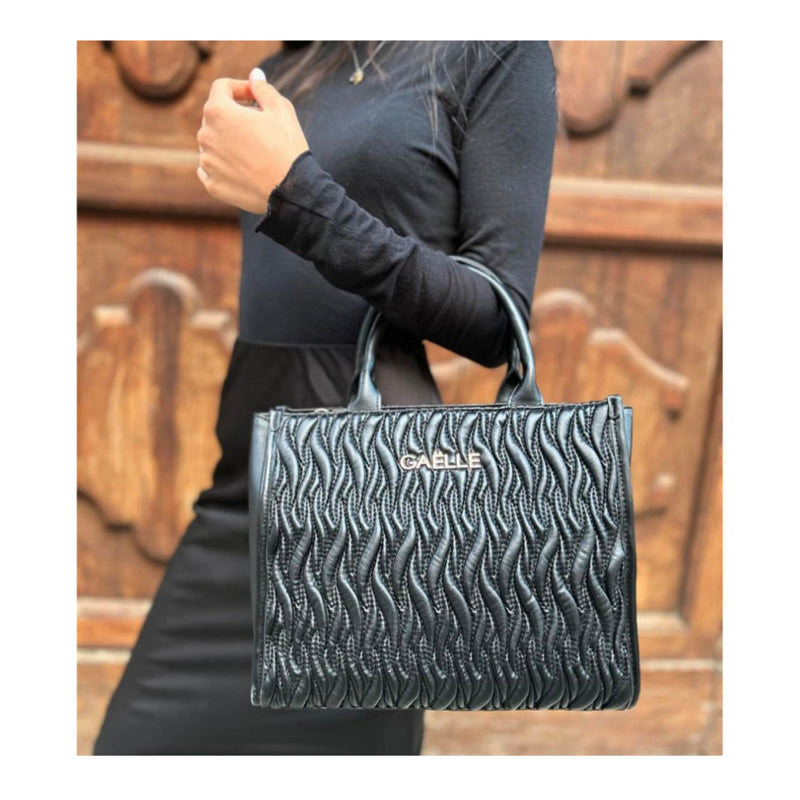 GAELLE BORSA GAACW01159 REGULAR SHOPPER NERO LOGO IN METALLO