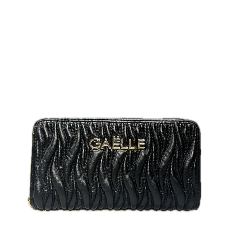 GAELLE BORSA GAACW01160 REGULAR ZIP AROUND NERO LOGO IN METALLO