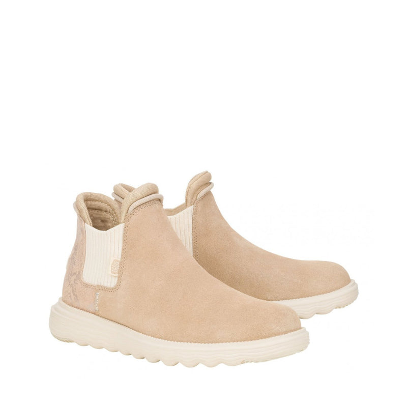 DUDE SCARPONCINO 42021 BRANSON W SUEDE NOVELTY BEIGE-ROSA PITONATO
