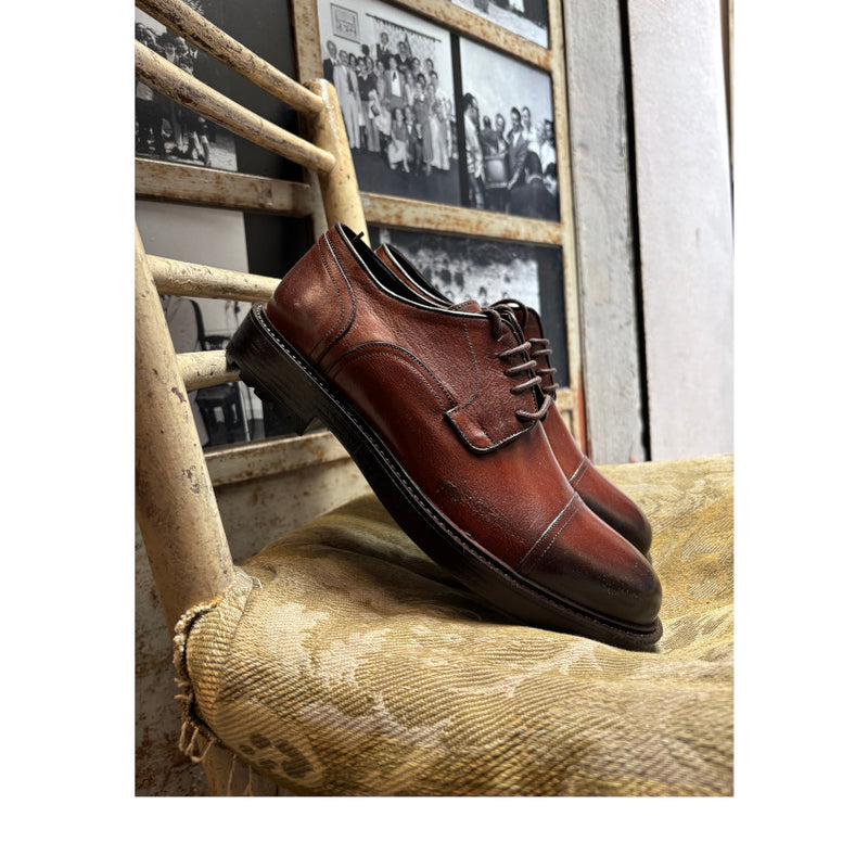 EXTON SCARPA STRINGATA 2235 VITELLO TOSCANO MARRONE