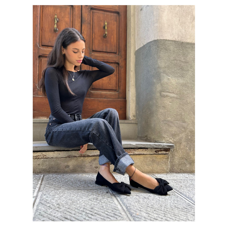 ALTRAMAREA BALLERINA CON FIOCCO 12239 CAMOSCIO NERO