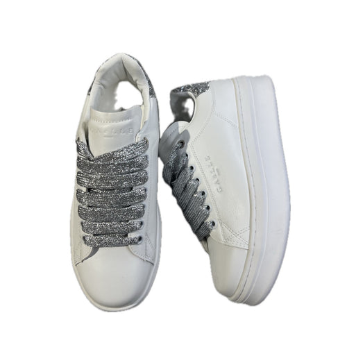 GAELLE SNEAKERS GBCDP3076 ADDICT IN ECOPELLE CON GLITTER ARGENTO