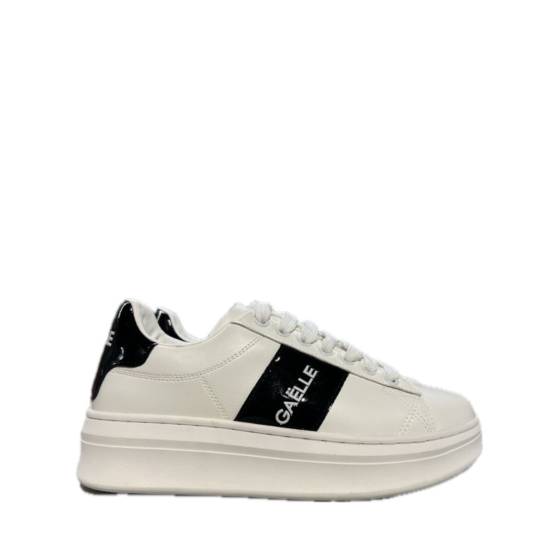 GAELLE SNEAKERS GBCDP3077 ADDICT IN ECOPELLE BIANCO-NERO LUCIDO