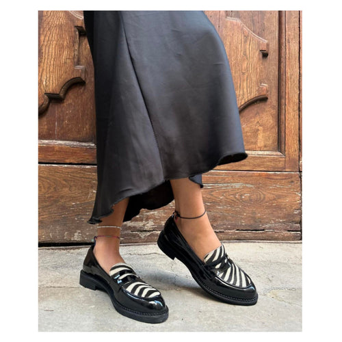 RICCIANERA MOCASSINO 156 PELLE NAPLAK NERO-CAVALLINO CAPPUCCINO