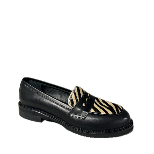 RICCIANERA MOCASSINO 156 PELLE NERO-CAVALLINO CAPPUCCINO