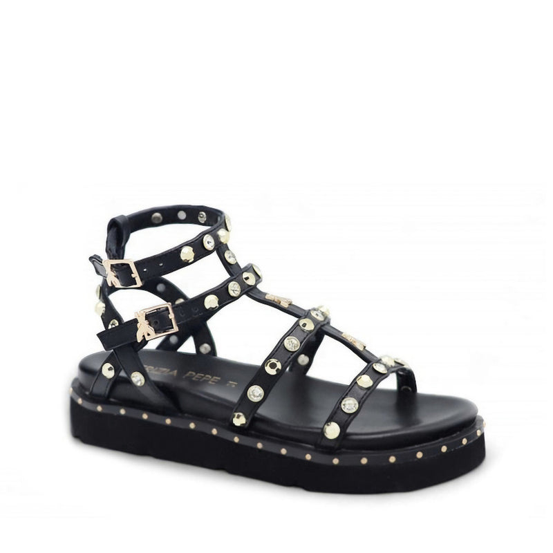 PATRIZIA PEPE SANDALO PJ347.31 NERO-PLATINO