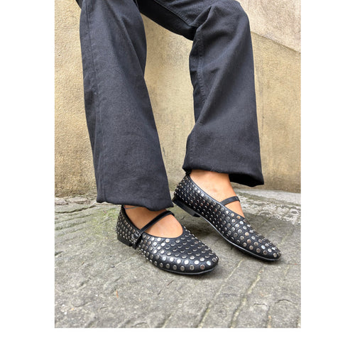 PATRIZIA PEPE BALLERINA PJ926.01 VITELLO NERO CON BORCHIE