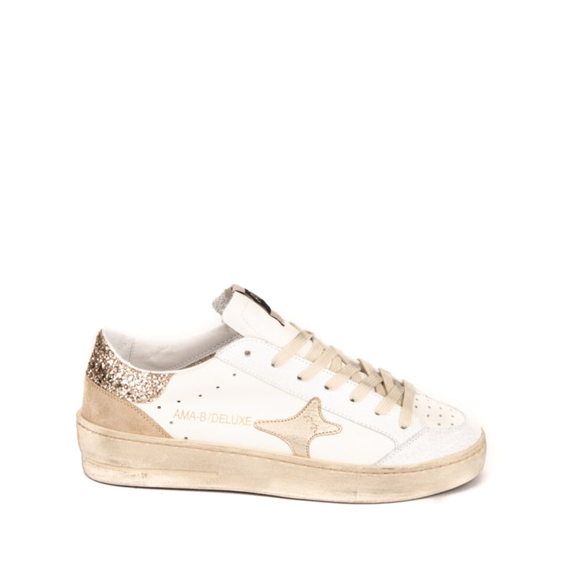 AMA BRAND SNEAKERS 2404 BIANCO-BEIGE CON GLITTER