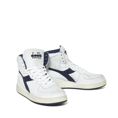 DIADORA HERITAGE SNEAKERS MI BASKET USED BIANCO - BLU