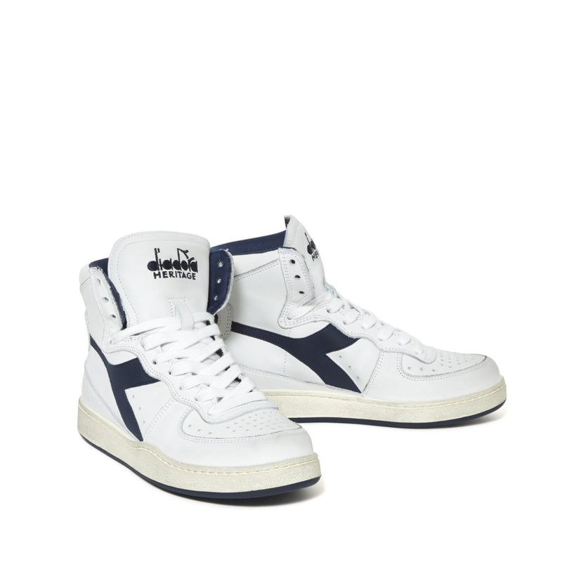 DIADORA HERITAGE SNEAKERS MI BASKET USED BIANCO - BLU