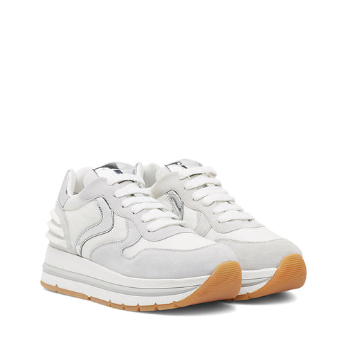VOILE BLANCHE SNEAKERS 0012014751.06.1N02 MARAN POWER VELOUR/NYLON PIUMA/SPECCHIO BIANCO-ARGENTO