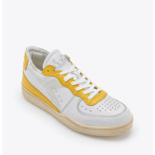 DIADORA HERITAGE SNEAKERS MI BASKET ROW CUT BIANCO-GIALLO REGNO